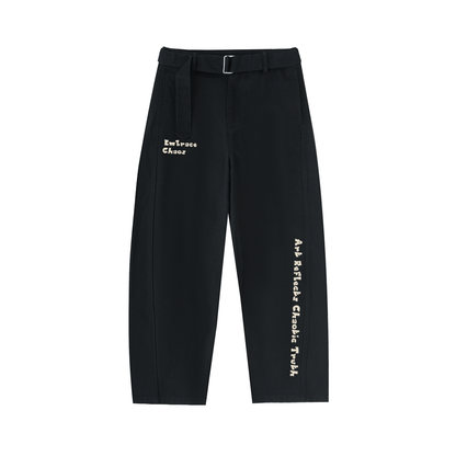 Belted Barrel-leg Chino Pants