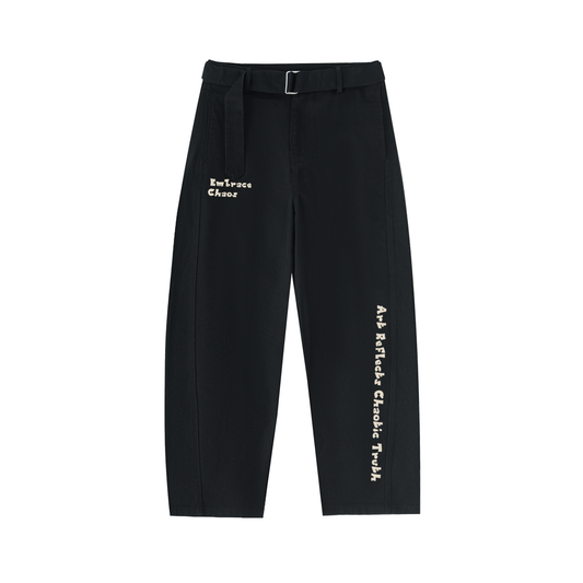 Belted Barrel-leg Chino Pants