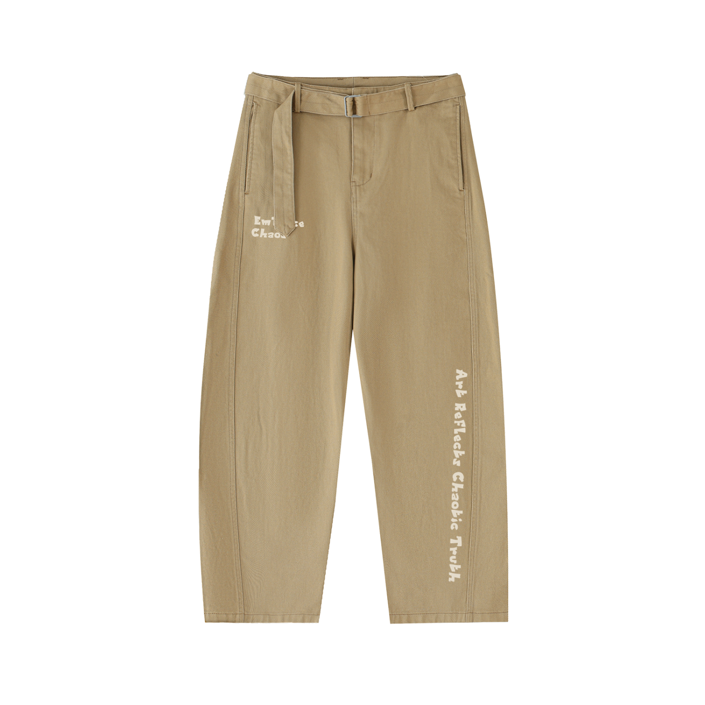 Belted Barrel-leg Chino Pants