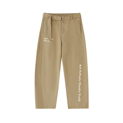 Belted Barrel-leg Chino Pants